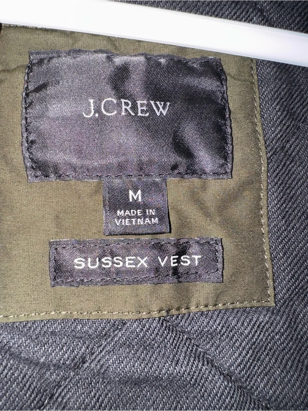 J. Crew Quilted Dark Olive Vest with Stand Collar